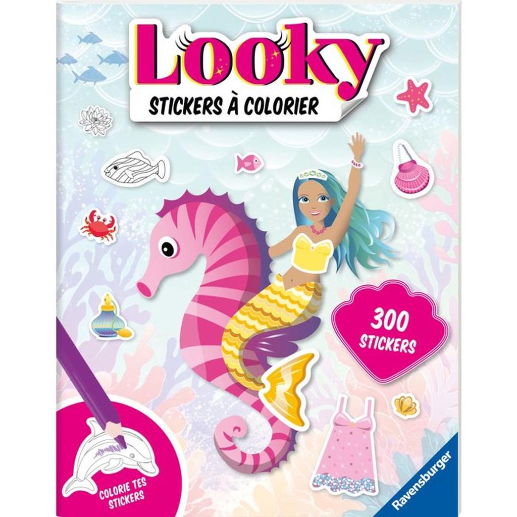 Ravensburger – Looky Livre de stickers – Livre stickers a colorier – 24 pages – Dessin de mode – Sirenes – Des 4 ans – 13099072