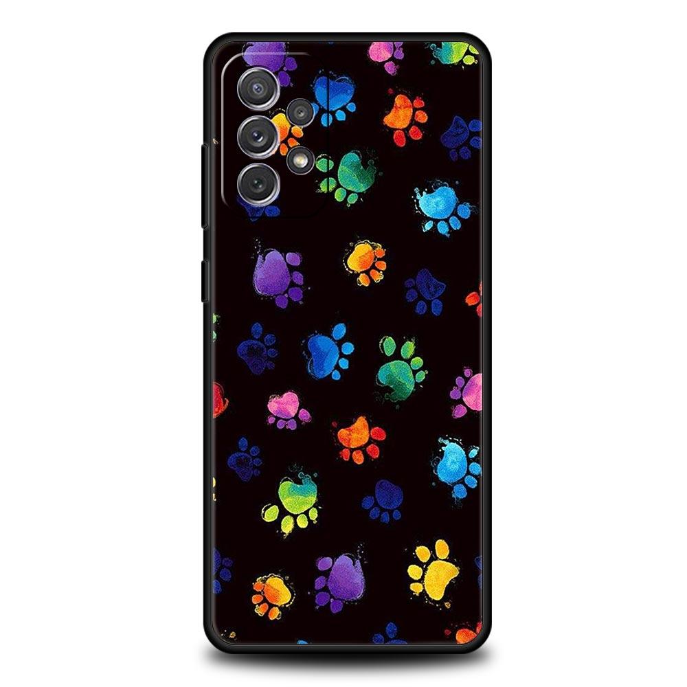 Phone Case for Samsung Galaxy A13 A15 A17 A07 A21S A22 A23 A25 A31 A73 A32 A52 A52S A41 5G Soft TPU Shell Dog Footprint Paw Cute
