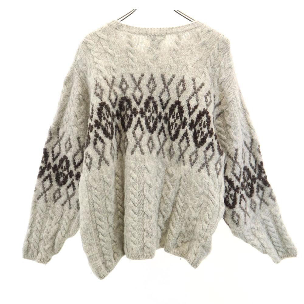 L.L.BEAN 80s Vintage Made In Scotland Long Sleeve Sweater L Gray Knit Men's Used