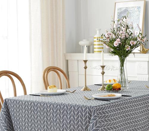 Cloth Dad Fish Bone Pattern Cotton And Linen Rectangular Tv Cabinet Desk Dining Table Coffee Table Tablecloth Fabric Finished Tablecloth Table Mat
