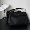 Nylon Tarp-splice Cowhide Underarm Lock Tote Commuter Crossbody Bag for Women