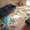 Mermaid Underwater Theme Crystal Velvet Rug Personalized Custom Name Text Soft Floor Mat Home Decor