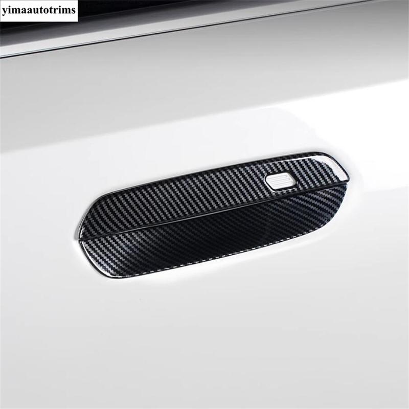 Rearview Mirror Cap / Door Handle Bowl Frame Decoration Cover Trim ABS Carbon Fiber Accessories For BMW 5 Series G60 2024 2025