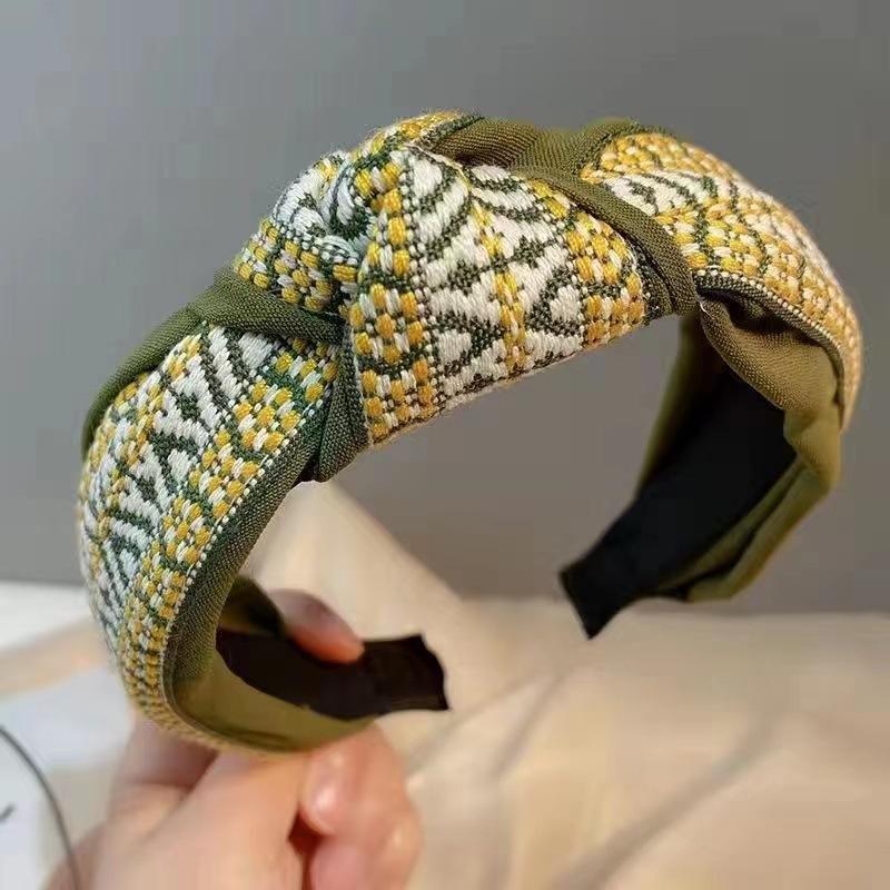 

Women s Wide-brimmed Retro Woven Ribbon Hair Accessory, Hong Kong Style, Ethnic Style, Versatile, Face Wash, Non-slip Hair Clip 17cm