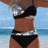 11 New European and American Printed Split Swimsuit Women's Beach Hot Spring Sexy Swimsuit Contrasting Color Screw Bag