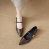Low-heeled black temperament Mary Jane single shoes women's shoes new spring and autumn flat-bottomed pointed evening shoes