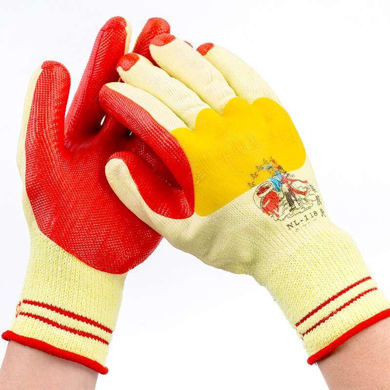 Genuine Cowherd NL118 Yellow Anti-Slip Work Gloves - Wear-Resistant, Double-Sided Soft Rubber