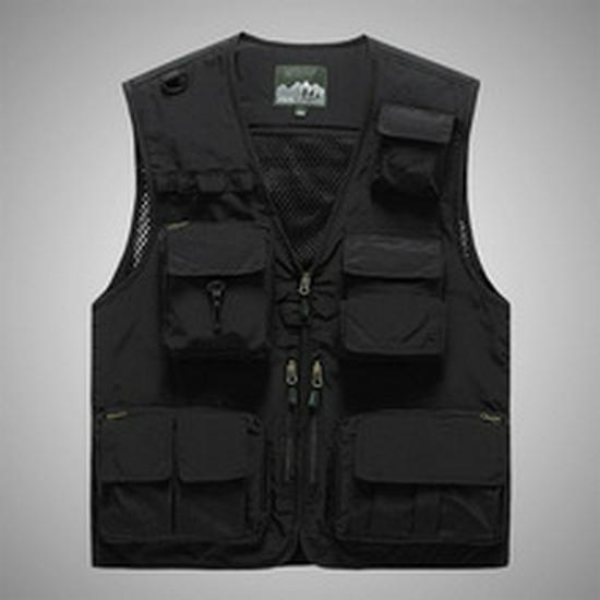 Men's Plus Size Quick-Dry Outdoor Casual Vest - Sleeveless, Loose Fit for Spring & Autumn
