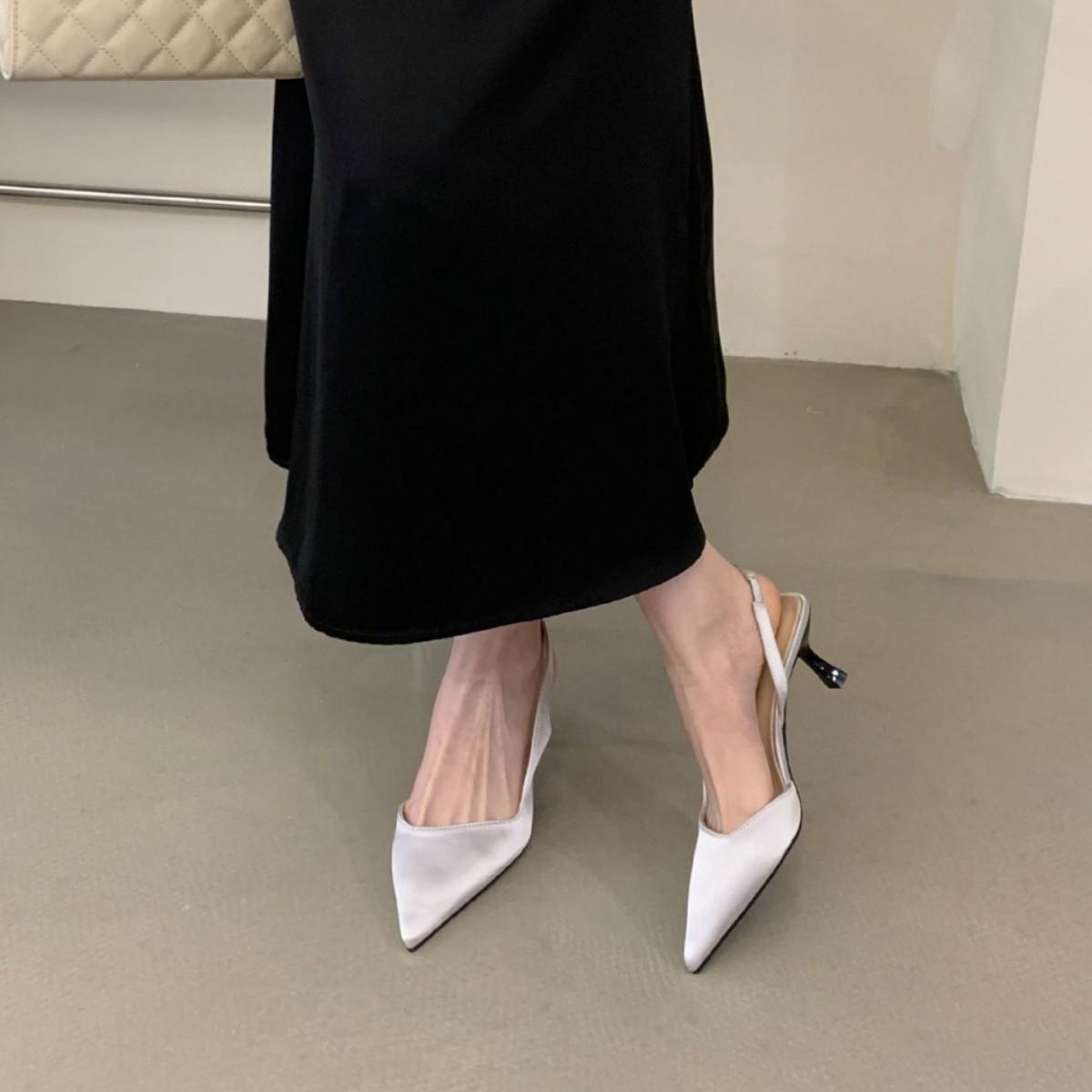 

Pointed Stiletto High Heels Women S Fashion Back Empty Single Shoes Temperament Sexy Lady Shoes Bag Head Sandals 39