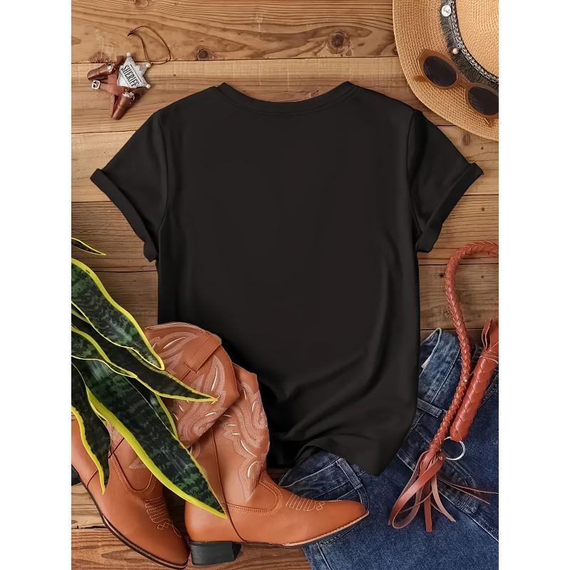 European sizes Don't Mess Print T-Shirt, Casual Crew Neck Short Sleeve T-Shirt, Women's Clothing
