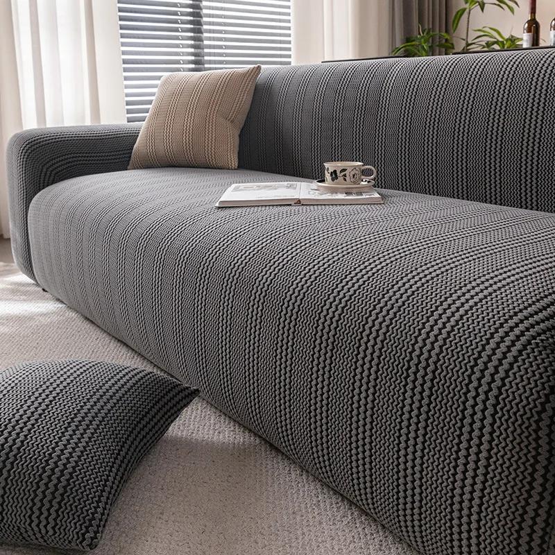Four Season Universal Elastic Sofa Cover Solid Polar Fleece Anti Slip All-Cover Couch Covers Vintage Striped Furniture Protector