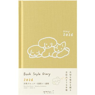 Midori Book Style Diary 2026 Monthly Weekly Schedule Book Dog Yellow Size B6