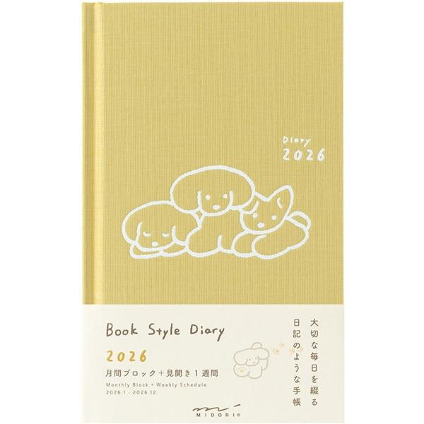 Midori Book Style Diary 2026 Monthly Weekly Schedule Book Dog Yellow size B6