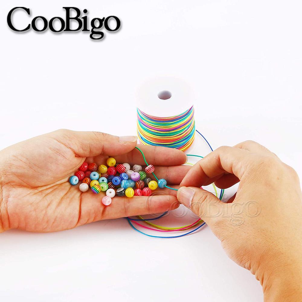 100Meter Rainbow Elastic Rope Round Elastic Band Beading Bracelet String Rubber Cord Clothe Sewing Accessories 1mm 1.2mm 1.5mm