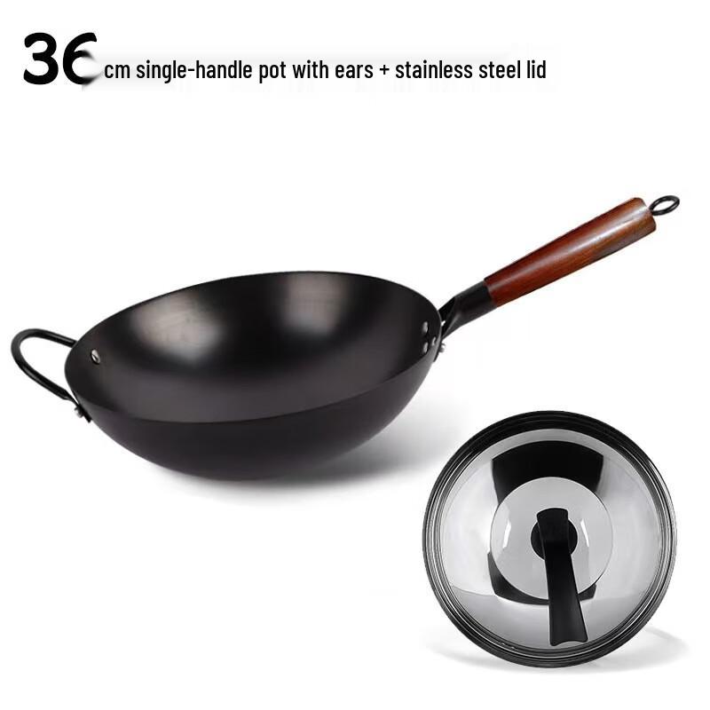 Mr. Jane Traditional Wrought Iron Wok with Steel Lid
