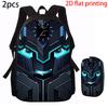 1/2/3/4/5PCS Robot Graphic Backpack Set | Ideal for School & Daily Travel