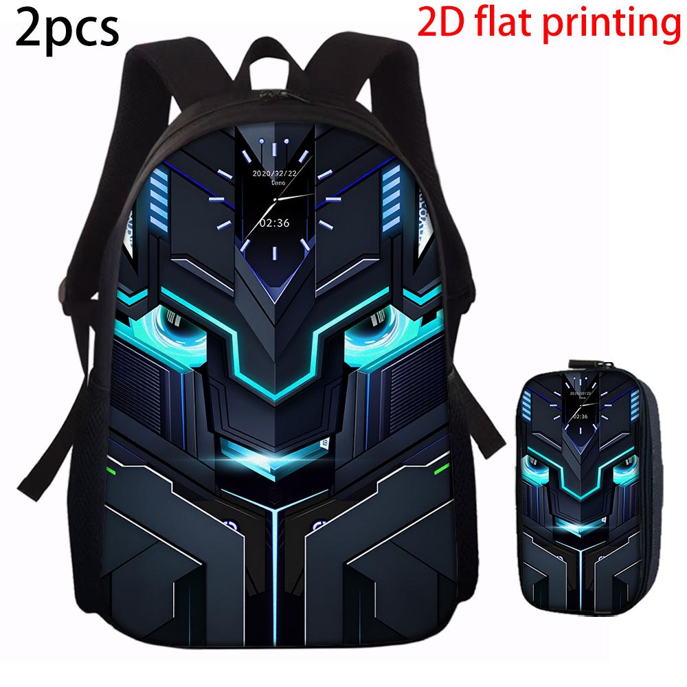 1/2/3/4/5PCS Robot Graphic Backpack Set | Ideal for School & Daily Travel