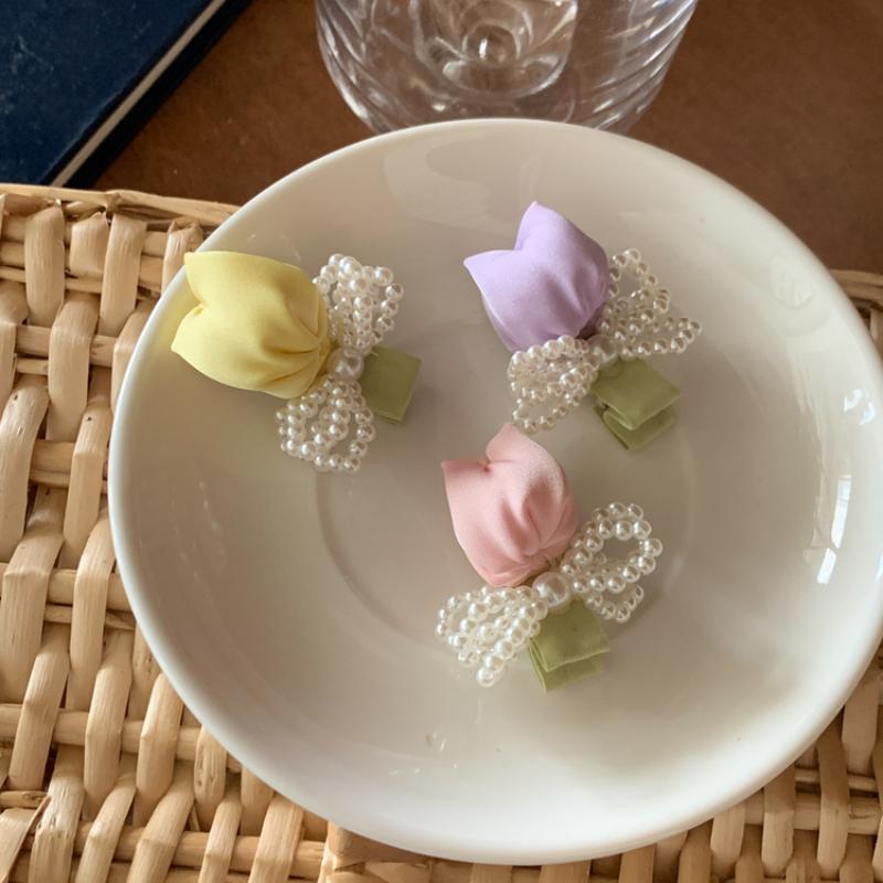 Gentle Diary~ Tulip Pearl Hairpin Fairy Mori Fairy Beauty Premium Sense Niche Bangs Side Headdress Hairpin