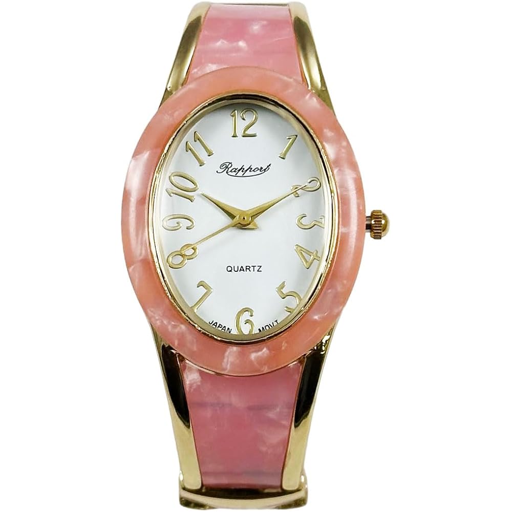 Rapport Oval Bangle Watch Gold Wide 288319 Women s Pink