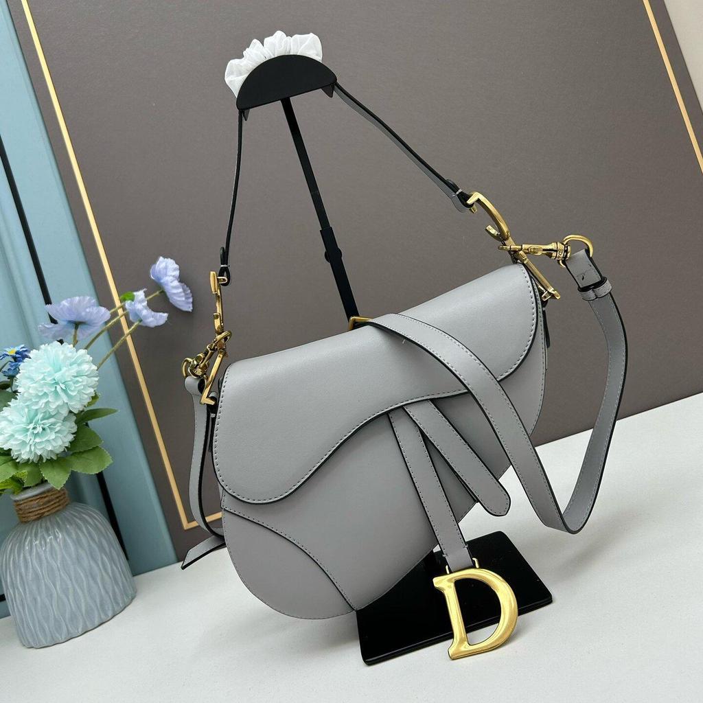 D Family Classic Leather Embroidered Saddle Bag - Women's Crossbody & Shoulder Handbag