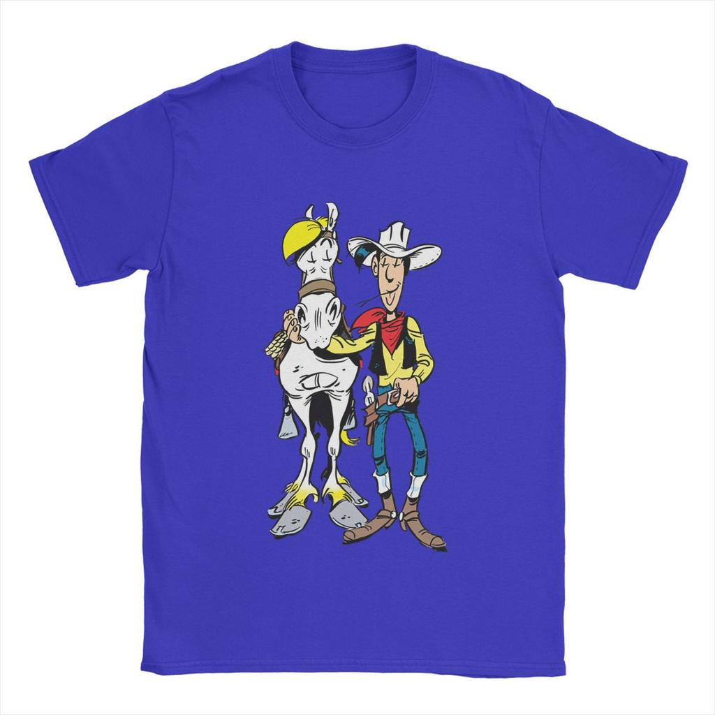 Koszulkka Lucky Luke Unisex 100% Bawełna Casualowa Okrągły Dekolt Koszulki z Kreskówkami Krótki Rękaw Top dla Dorosłych