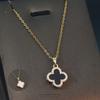 Necklace Does Not Fade Women's Summer Double-sided Four-leaf Clover Necklace Women's Fashion High-end Temperament Necklace Light Luxury Collarbone