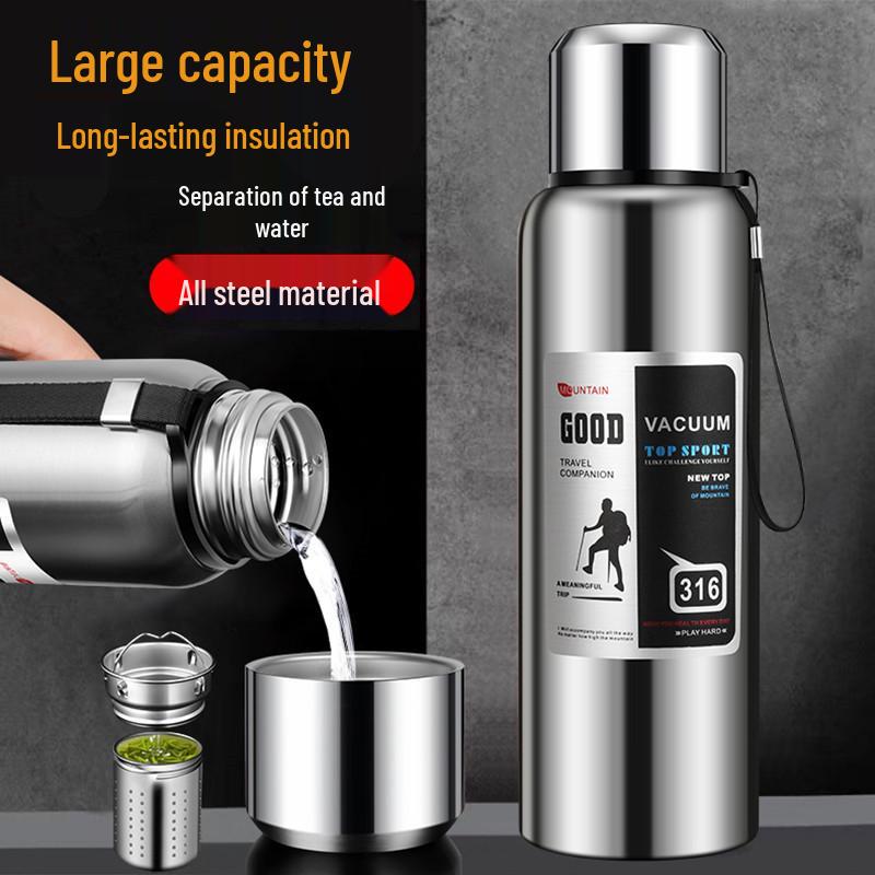 Large Portable 316 Stainless Steel Thermos Kettle - Vacuum Insulated Travel Mug