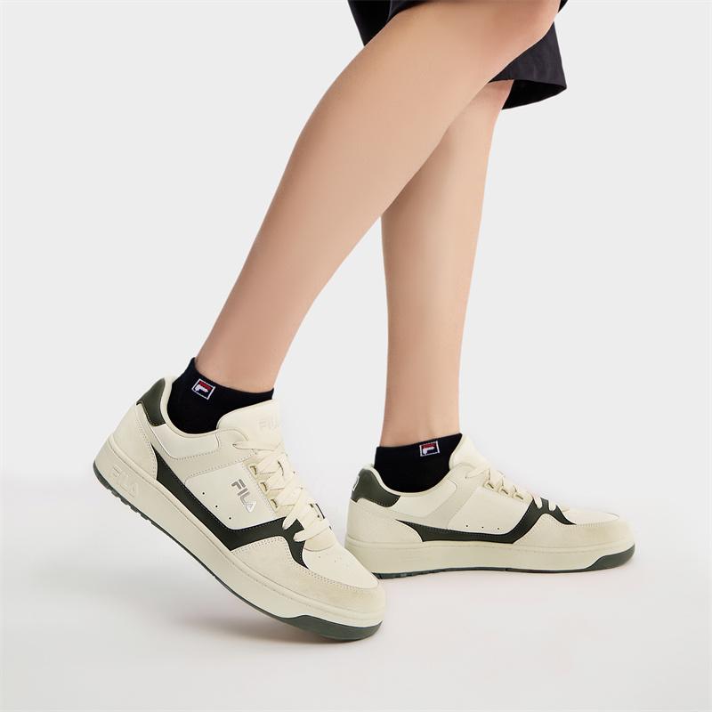 New FILA Targa Wear Resistant Low Top Skateboard Shoes Men's White Green F12M432204FGW