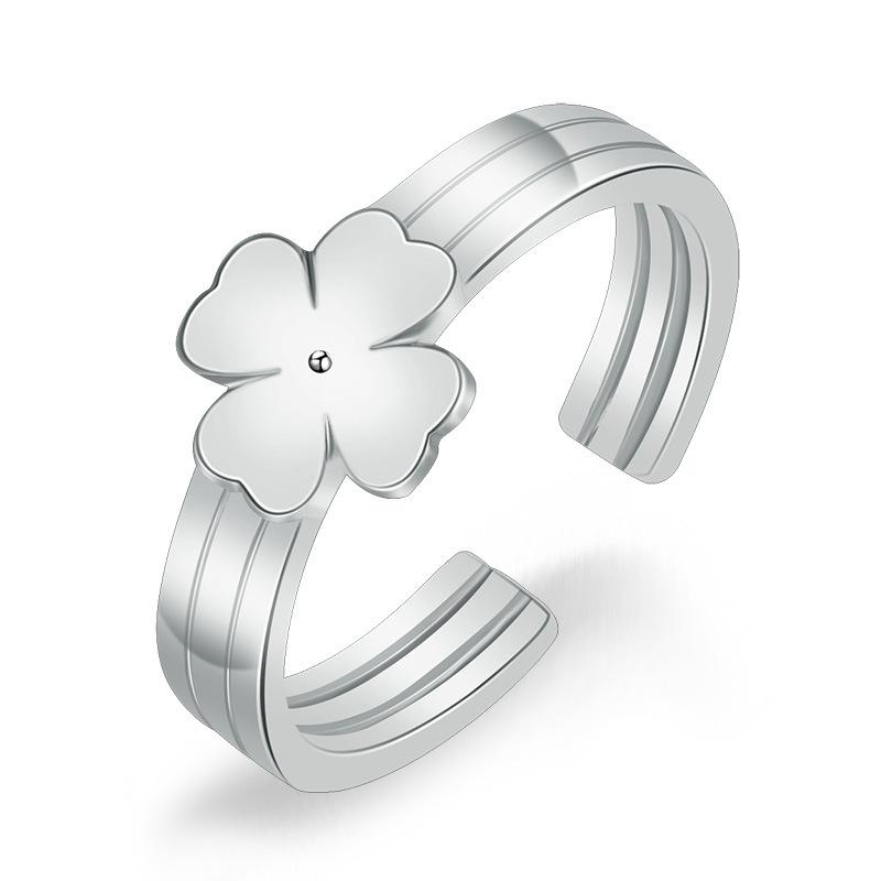 High-Grade Four-Leaf Clover Women's Ring Opening Adjustable Fashion Peach Heart Index Finger Ring