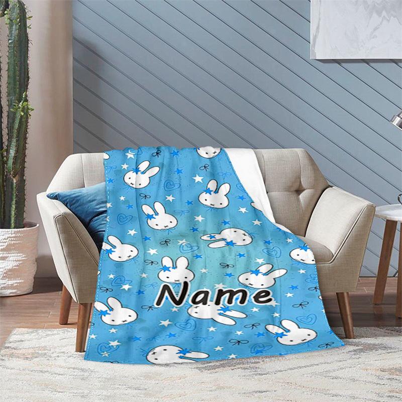 Custom Name Miffy Stars Heart Name Blanket Suitable All Seasons Soft Comfortable Sofa Office Home Blanket Camping Trip Soft And Comfortable Bedroom