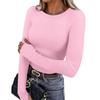 Women's Fashion Loose-Fit Round Neck Color Long-Sleeve Top