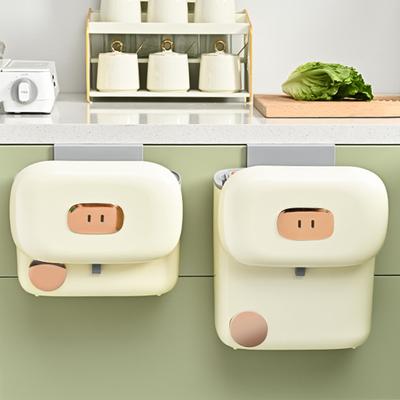 1 Set 7/9L Hanging Trash Can with Lid Modern Large Capacity Wall Cabinet Door Under Sink Mount Waste Rubbish Garbage Storage Bin Kitchen Supplies
