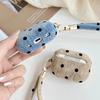 Flannel Polka Dots Earphone Case for Airpods Pro 2 (2022) & Airpods 4 3 2 1 Shockproof Protective Cover+Metal Buckle+Hand Strap