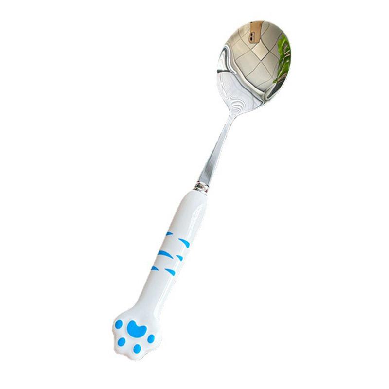 Cute Cat Paw Cutlery Set Stainless Steel Fork Spoon With Storage Box Dinnerware Tableware Silverware Lunch Portable Tableware