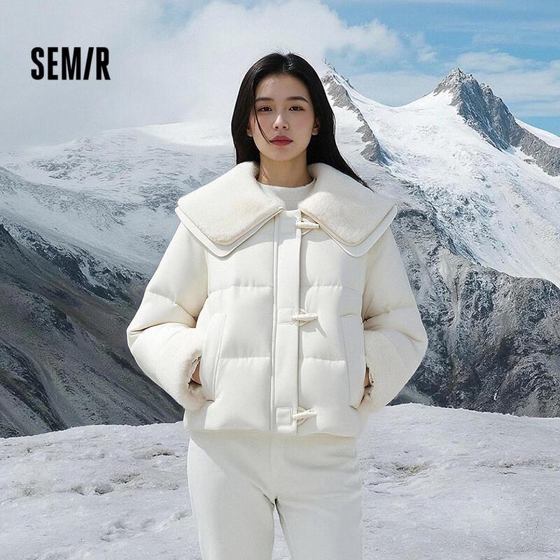 Semir Damen Winterjacke mit Kunstpelzkragen, lockerer Passform und Entendaunenfüllung