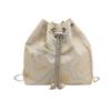 Stylish New Chinese Style Bucket Bag With Embroidered Silk And Trendy Chain Strap
