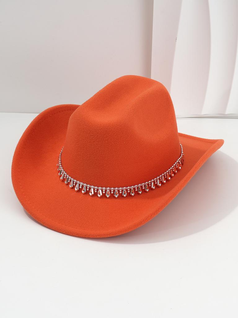 Men & Women Cowboy Hat – Fashionable Diamond Sword Rhinestone Hat Chain – Vintage Gentleman Fedora Jazz Cap