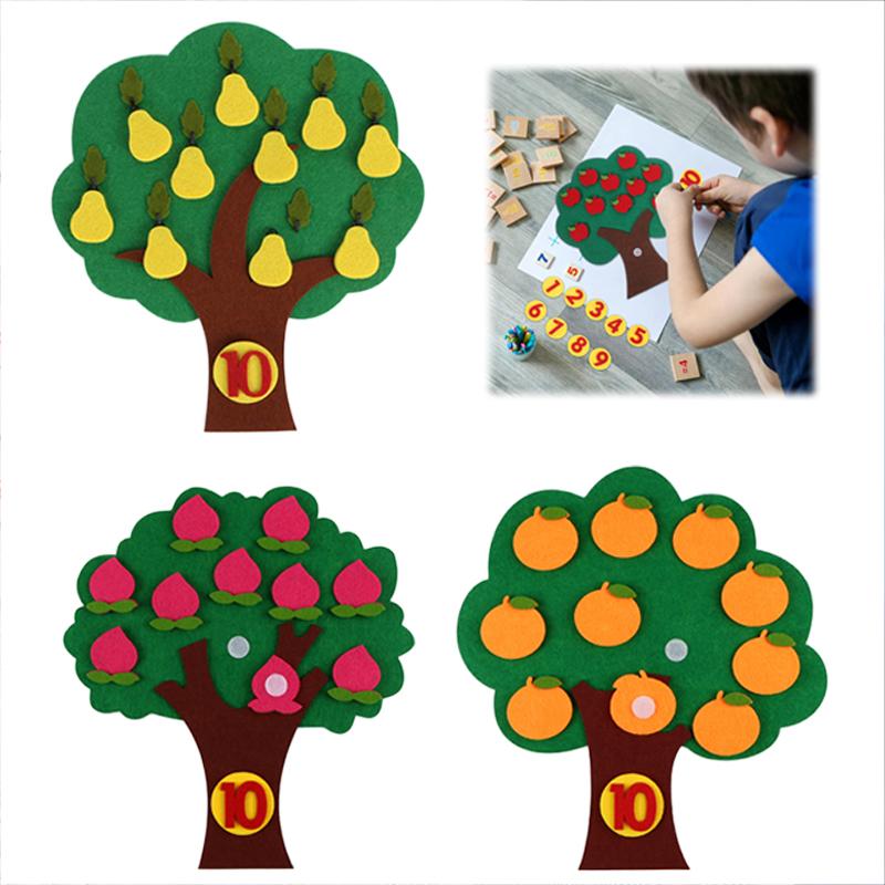 Fruit Tree Felt Children Jigsaw Puzzle Non-woven Early Childhood Intellectual Education Baby Toys Digital Montessori Toys TMZ
