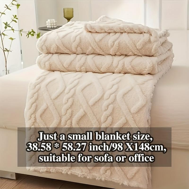 Luxury Plush Fleece Blanket, Ultra Soft Warm Light Beige Throw for Bed & Couch, Cozy French Style Bedding, Machine Washable