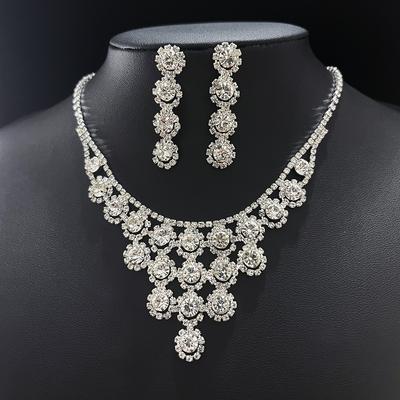 Gioielli Geometrici con Frange di Strass Accessori Sposa Set Orecchini Collana Abito da Sposa Accessori per Banchetto