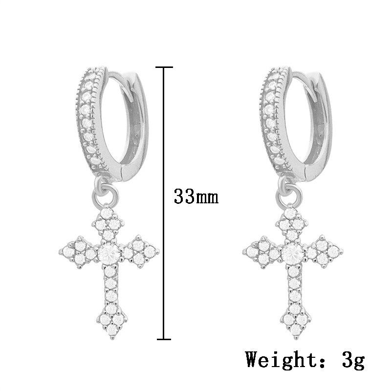Classic Cross Point-Drill Crystal Replaceable Exquisite White Color Earrings For Women Men Hiphop Party Zircon Gifts