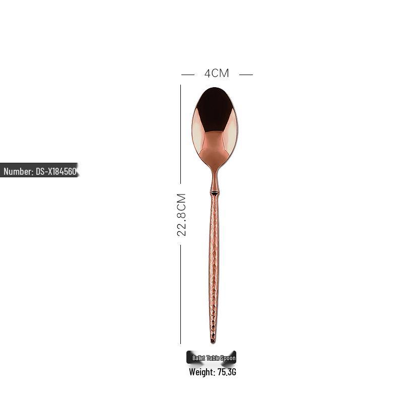 Edelstahl 304 Hammergriff Besteckset: Fruchtmesser, Gabel, Löffel, Steakmesser, Dessertlöffel - 3 Stück