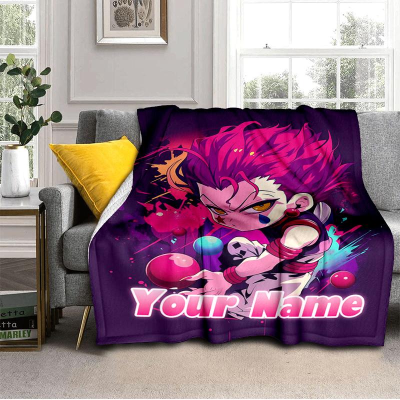 1PC Custom Name "Powerful Pink Warrior" flannel blanket versatile,all-season throw suitable for the living room,bedroom,camping,travel,and gift