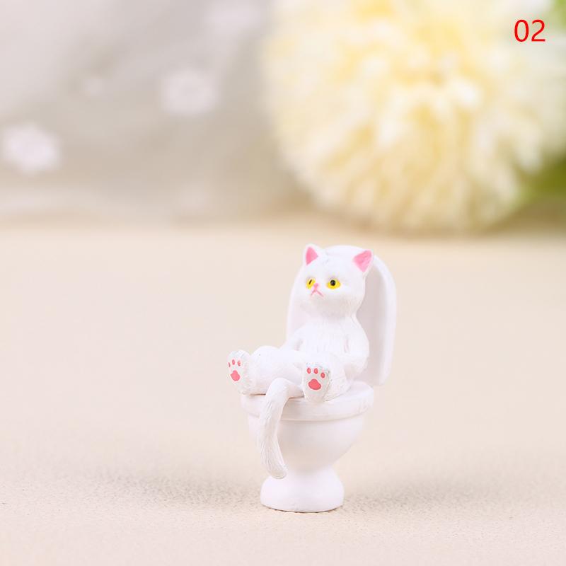 1 Stück Toiletten-Serie Miniatur Katzenfigur Niedliche Langlebige Katzenstatue Schön Aussehend Für Büro Mini Puppenhaus Dekoration