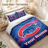 Custom Name Bedding Set 3 PiecesChicago Cubs Print Duvet Cover + 2 Pillowcases Soft Bed Decor