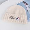 Source new cat letter embroidery knitted wool hat women's autumn and winter flanged warm cold hat stack hat