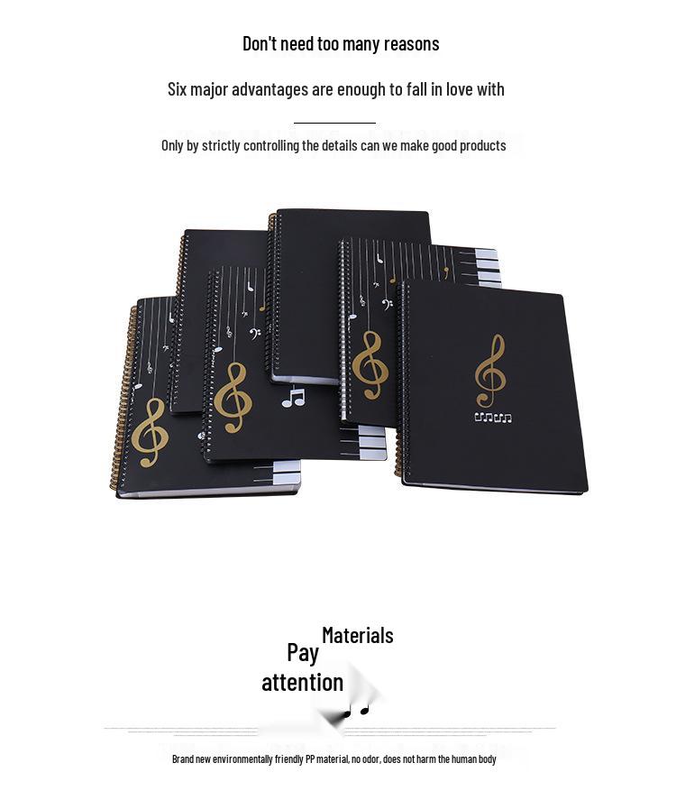 A4 Průhledný vícevrstvý pořadač na noty - Černý