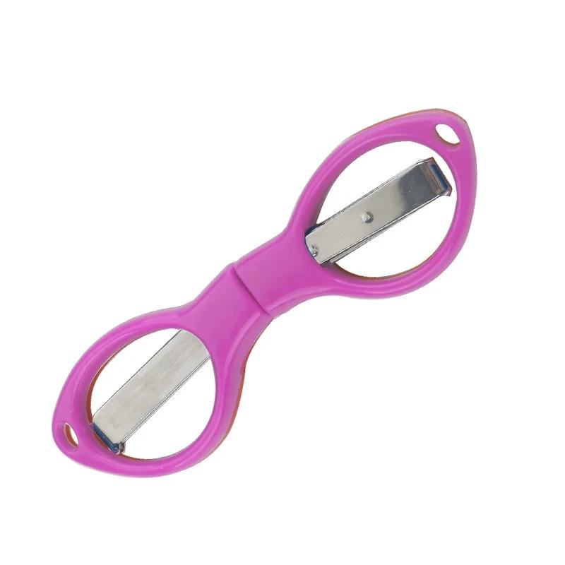 Mini Foldable Scissors Plastic Handle Portable Embroidery Sewing Scissors Fishing Line Cutter DIY Handmade Craft Cutting Tool