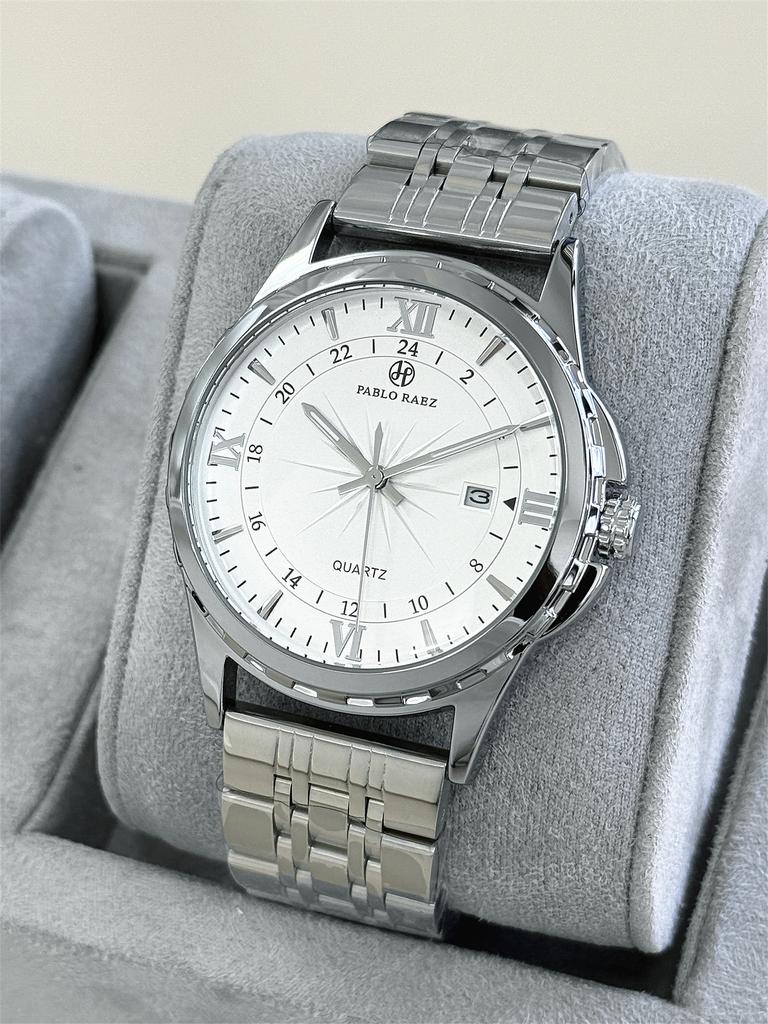 PABLO RAEZ Watch Men Business Retro High Quality Leather Steel Belt Waterproof Male Fashion Quartz Clock Wristwatches Has Box