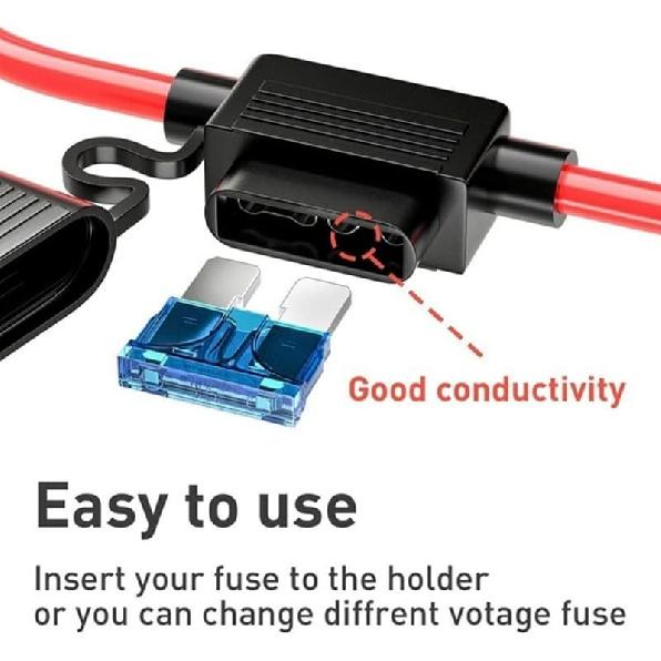In-line 8 AWG IP67 Waterproof Fuse Blade Holder for MAXI Fuse and LARGE Size